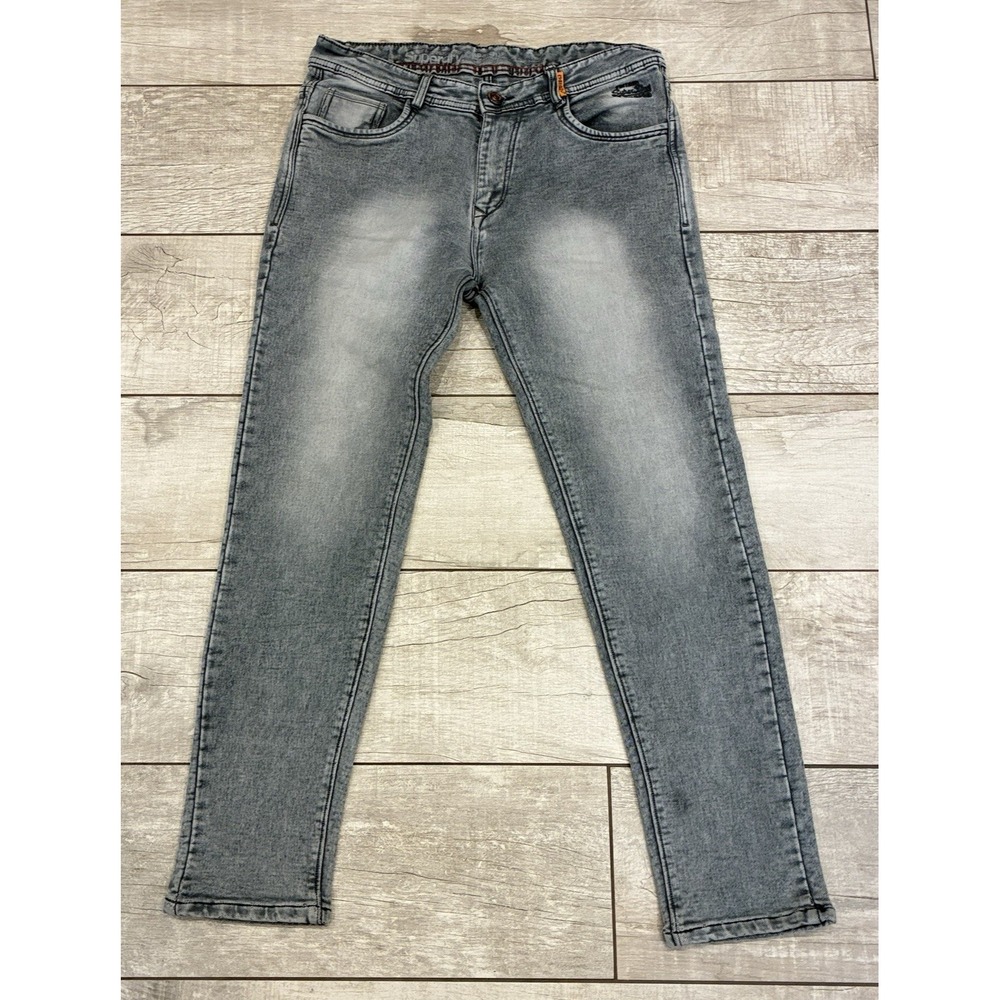 Superdry Vintage Superset‎ Hightek Gray Acid Wash Jeans 32x30 Y2K Orange Tab